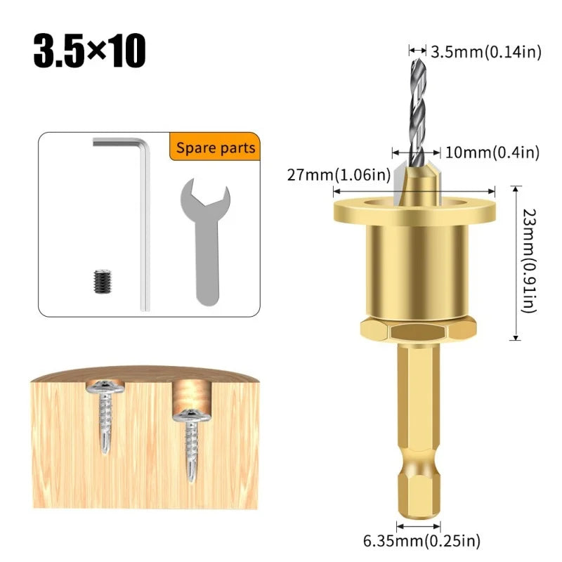 1/5Pcs CNC Adjustable Hexagonal Handle Cutter Woodworking Tools Countersink Drill Router Bit for Wood Installation Limit Hole Oasis Select 3.5x8