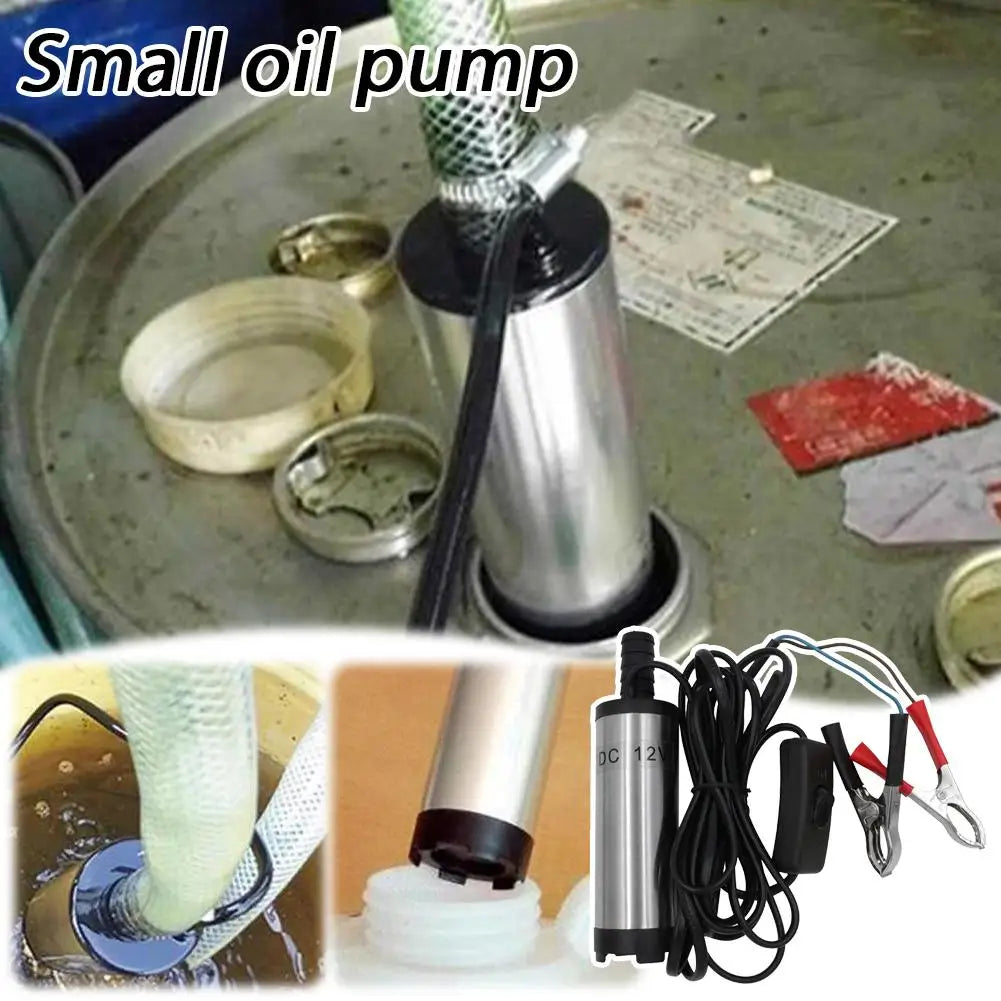Miniature Submersible Oil Pump 38mm 12V DC Diesel Transfer Pump Portable Mini Water Pump With Alligator Clips For Car Boat Oasis Select