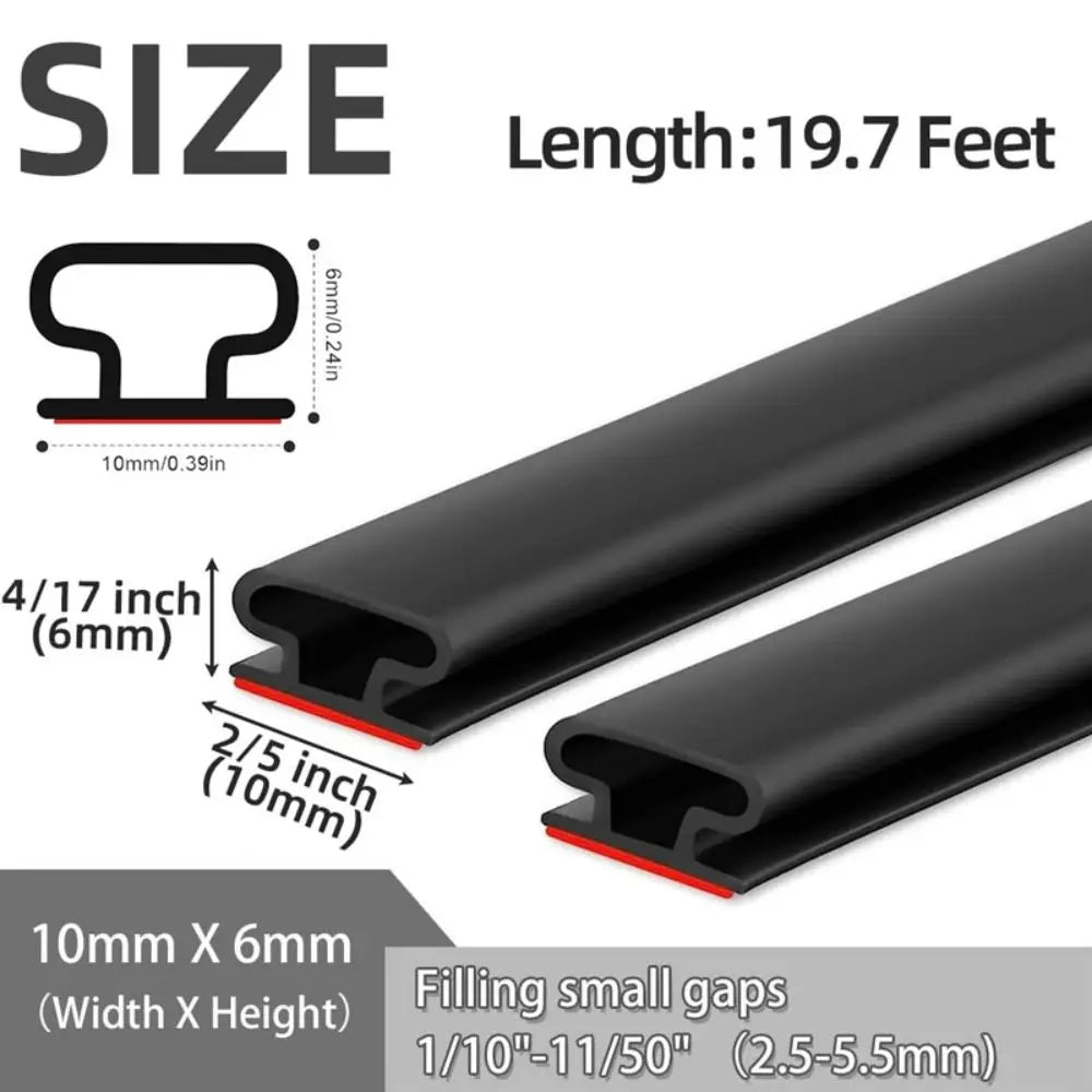 6m Soundproofing Weather Stripping Rubber D-Shape Door Frame Insulation Self-adhesive Windproof Draught Excluder Household Oasis Select