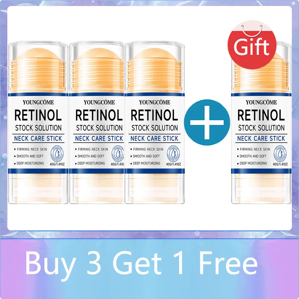 Retinol Neck Care Stick - Anti-Aging Firming Treatment, Hyaluronic Acid & Collagen, Wrinkle Reduction for Sagging Skin Oasis Select 40G-4PCS