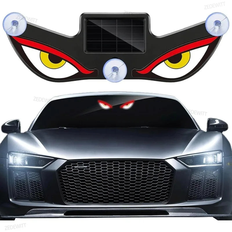 Solar Powered Neon LED Car Ambient Lamp Durable Wireless Cool Devil Eye Suction Cup USB Rechargeable Breathing Decoration Light Oasis Select Y1 1PC