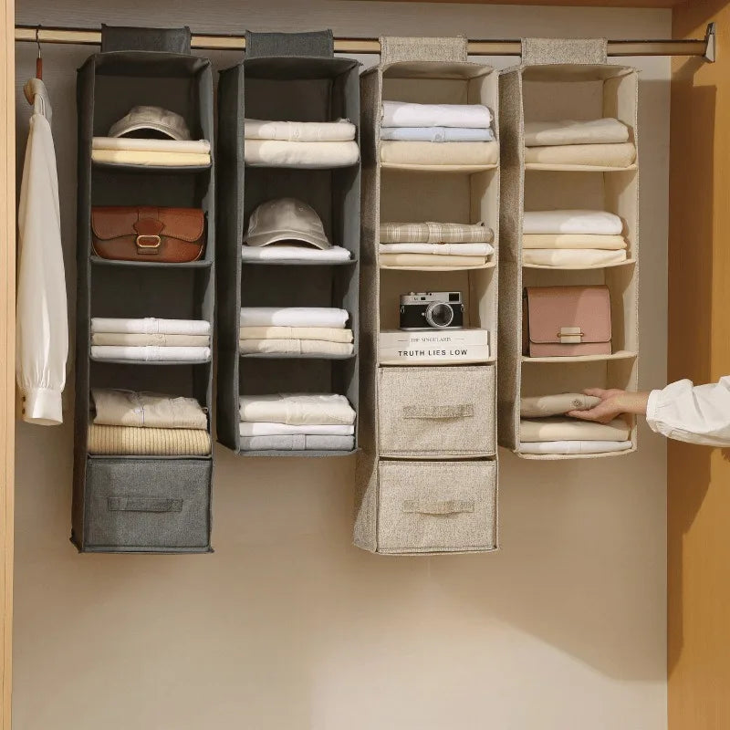 Non-woven Washable Wardrobe Multi-layer Folding Hanging Bra Organizer Bag For Wardrobe Multi-layer Underpants Socks Storage Bag Oasis Select