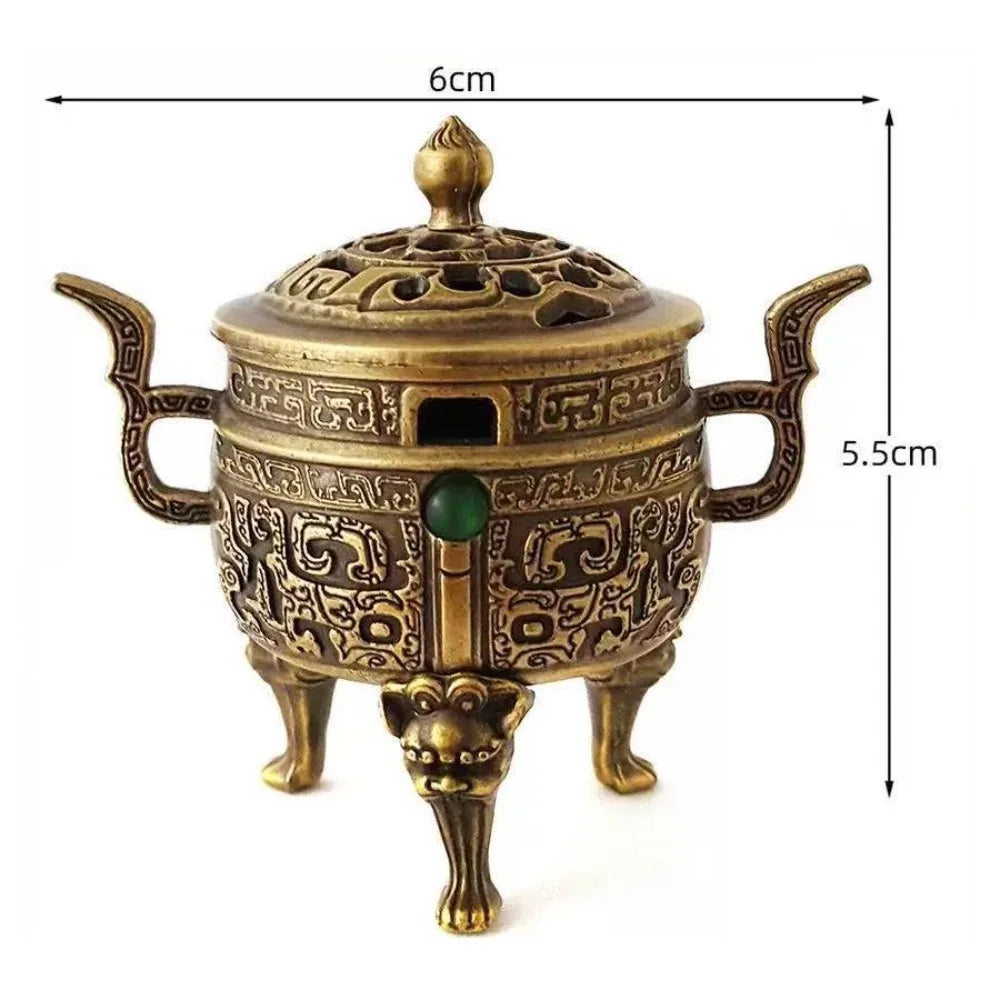 Vintage Alloy Sandalwood Incense Burner Elephant Lucky Hollow Out Lotus Incense Censer Year of the Horse Mini Three Legged Stove Oasis Select 5