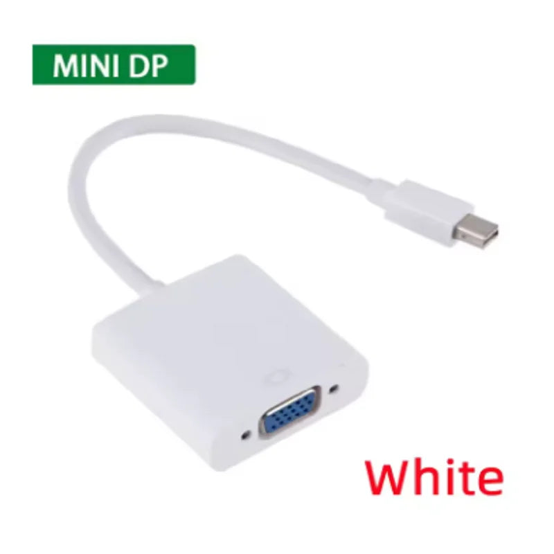 Mini DP to VGA Female Converter Adapter Cable 1080P Mini DisplayPort to VGA Adapter For Laptop PC Projector TV Converter Oasis Select White