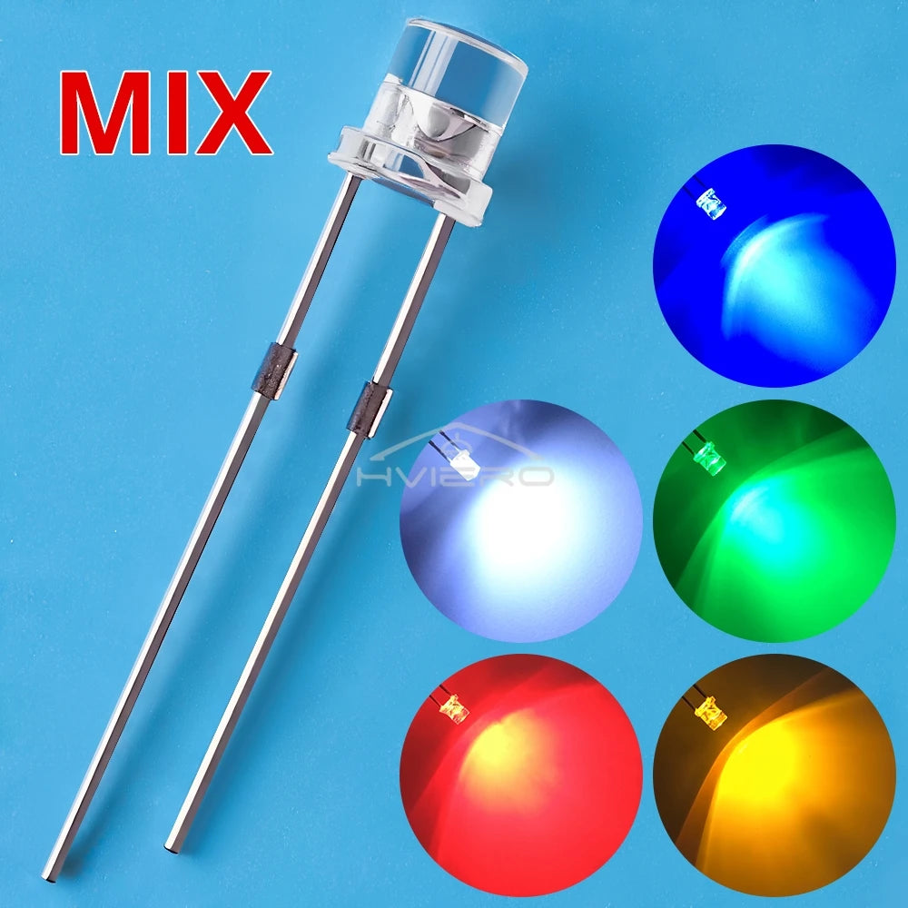 500/1000Pcs 3mm Flat Top LED Beads – Multi-Color DIY Kit