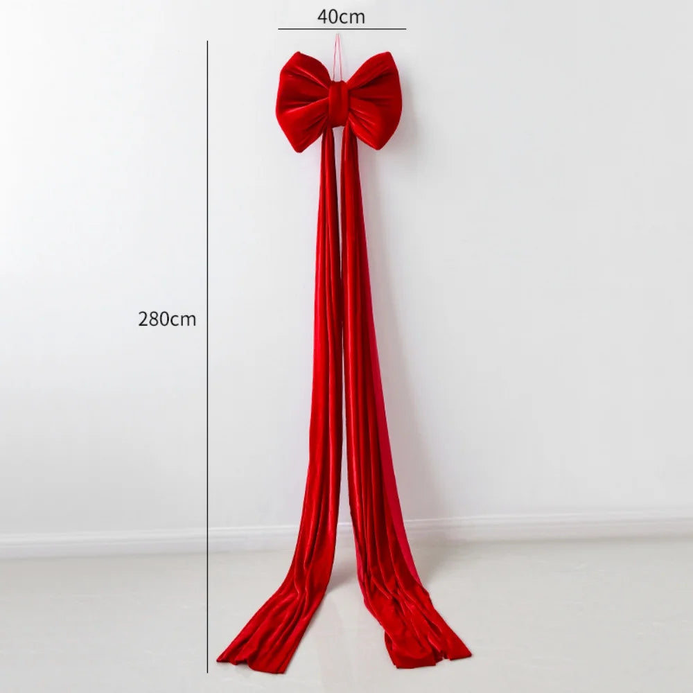 Super Large Christmas Bow Pendant Red Velvet Xmas Tree Bowknot Pendant Ornaments for Home Decor New Year Party Gifts Decoration Oasis Select 280cm Red