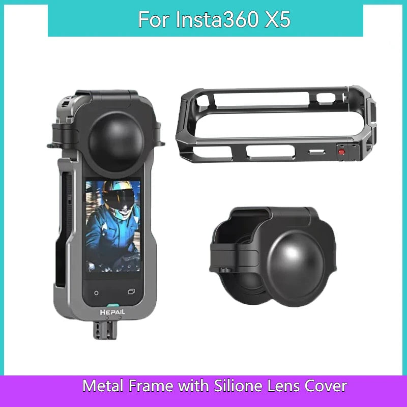 Insta360 X5 Metal Frame & Silicone Lens Cover | Anti-Drop Kit