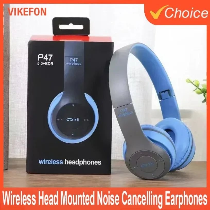 Stereo P47 Headset 5.0 Bluetooth Headset Folding Series Wireless Sports Game Headset for iPhone 16 15 14 13 12 Pro Max XiaoMi Oasis Select