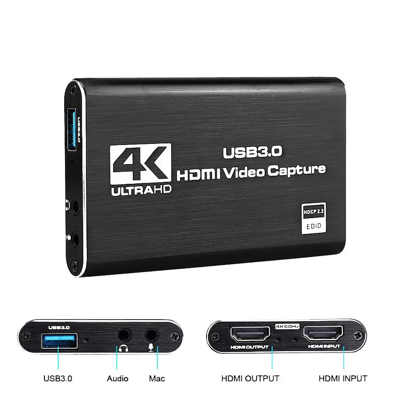 4K USB HDTV 3.0 Video Capture Card HDMI-compatible 1080P HD Video Recorder Grabber For PC PS4 OBS Game Recording Game Audio Mic Oasis Select