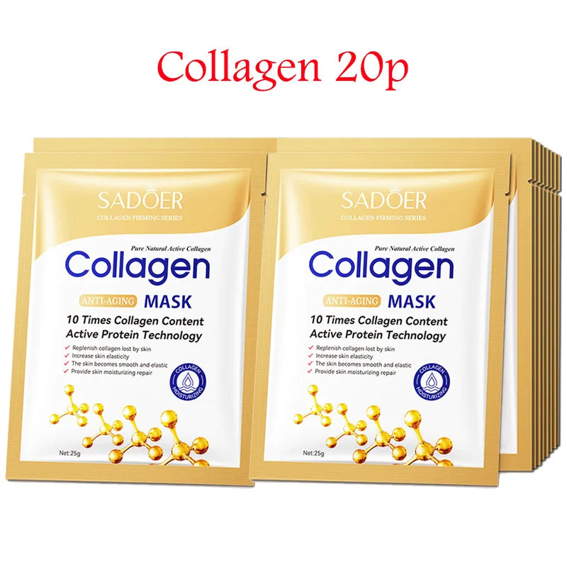 SADOER 20pc Hyaluronic Acid & Collagen Sheet Face Masks Sheet Face Mask Oasis Select C