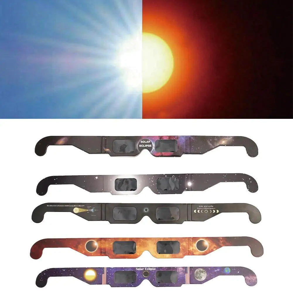 5/20pcs Paper Solar Eclipse Glasses Anti-uv Viewing Glasses Safe Shades Observation Solar Glasses Protect Eyes Random Color Oasis Select