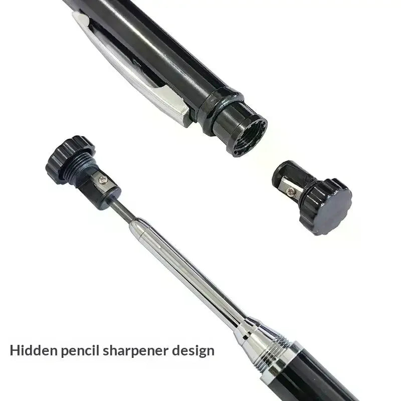 2.8mm 2-in-1 Woodworking Mechanical Pencil With Lead And Built-in Sharpener For Deep Hole Carpenter Marking Pencils Tool Oasis Select
