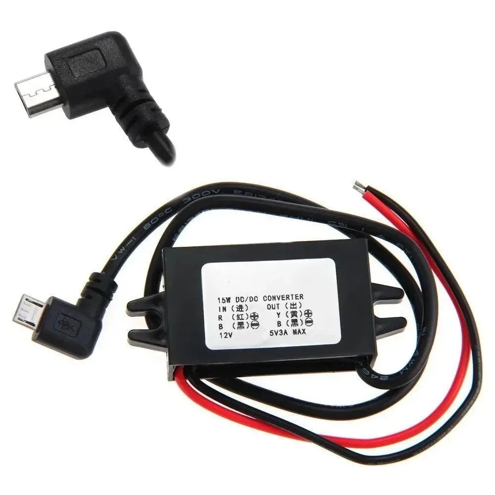 12V to 5V 3A 15W DC-DC Male Female Micro USB Adapter Step Down Buck Converter Power Supply Auto Protection Car Power Oasis Select