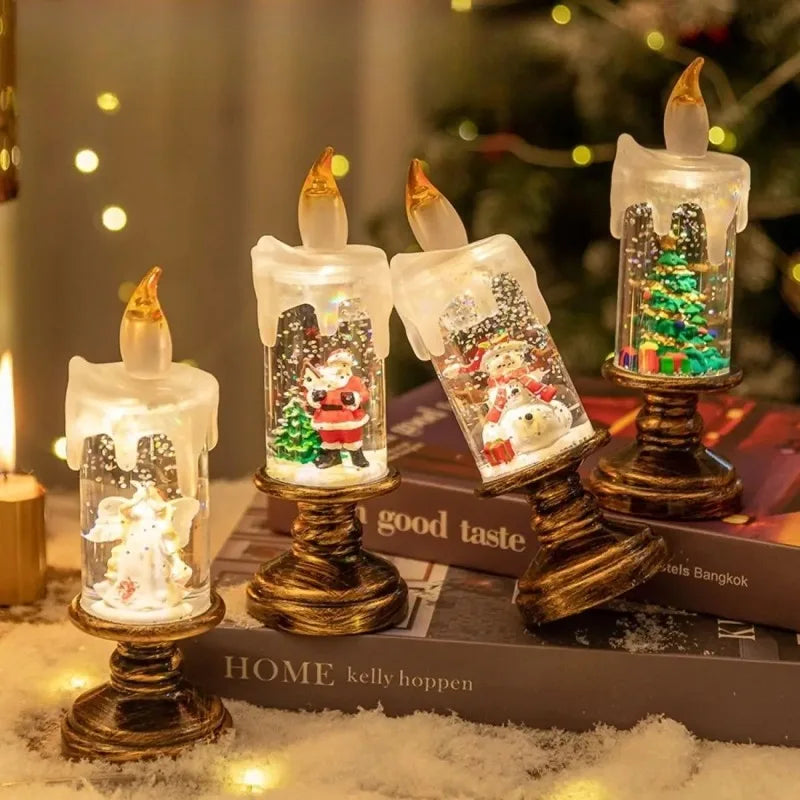 Christmas Candle Night Light Desktop Decoration - LED Luminous Ambient Ornament Gift for Home Scene Setup Oasis Select