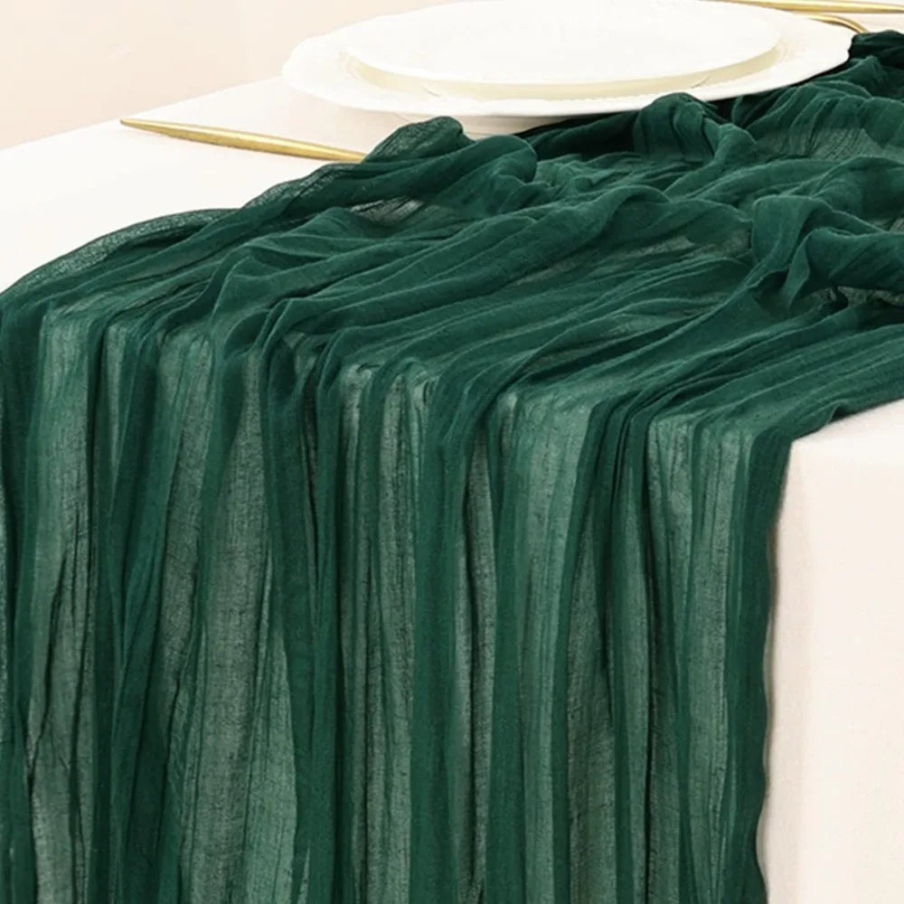 Crepe Table Runner Pleated Polyester Washable 180/300/400cm