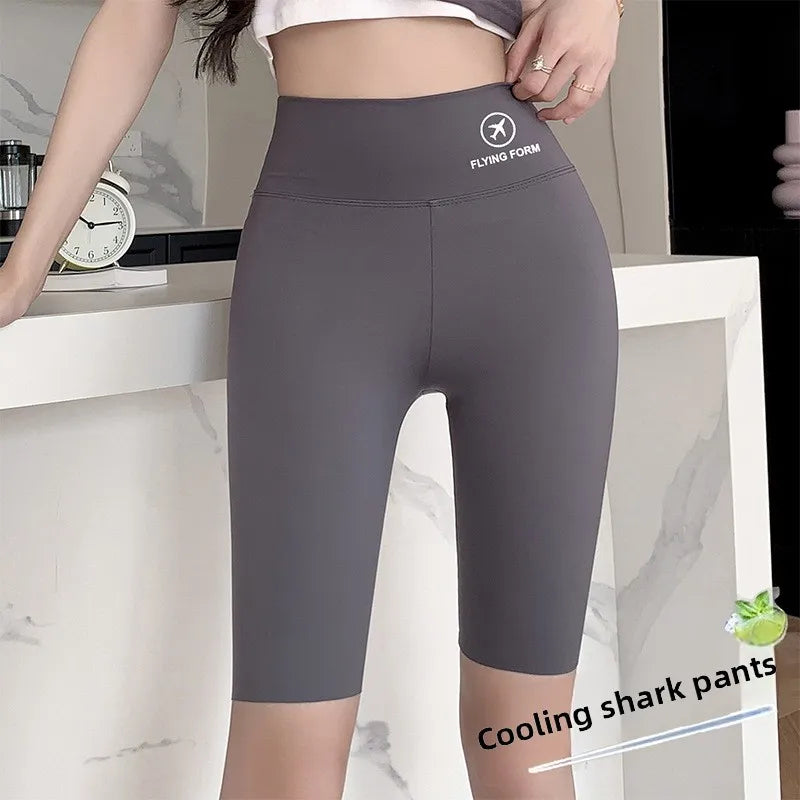 M/L/XL High Waist Shorts for Women Tummy Control Butt Lifting Summer Thin Breathable Yoga Pants Elasticity Tight Fit Wear Oasis Select Grey XL