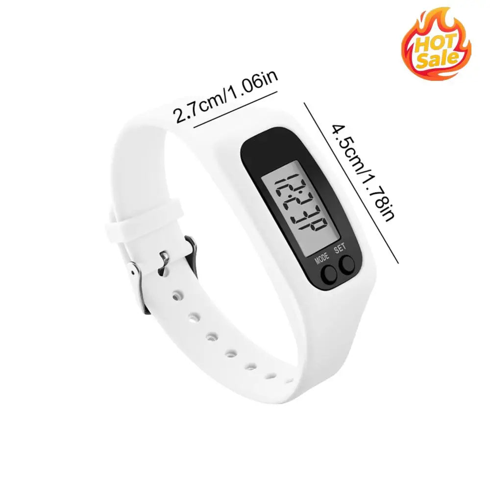 LED Pedometer Bracelet Wrist Calorie Counter 12/24H Time Display Step Counter Watch Silicone Step Tracker for Outdoor Sports Oasis Select