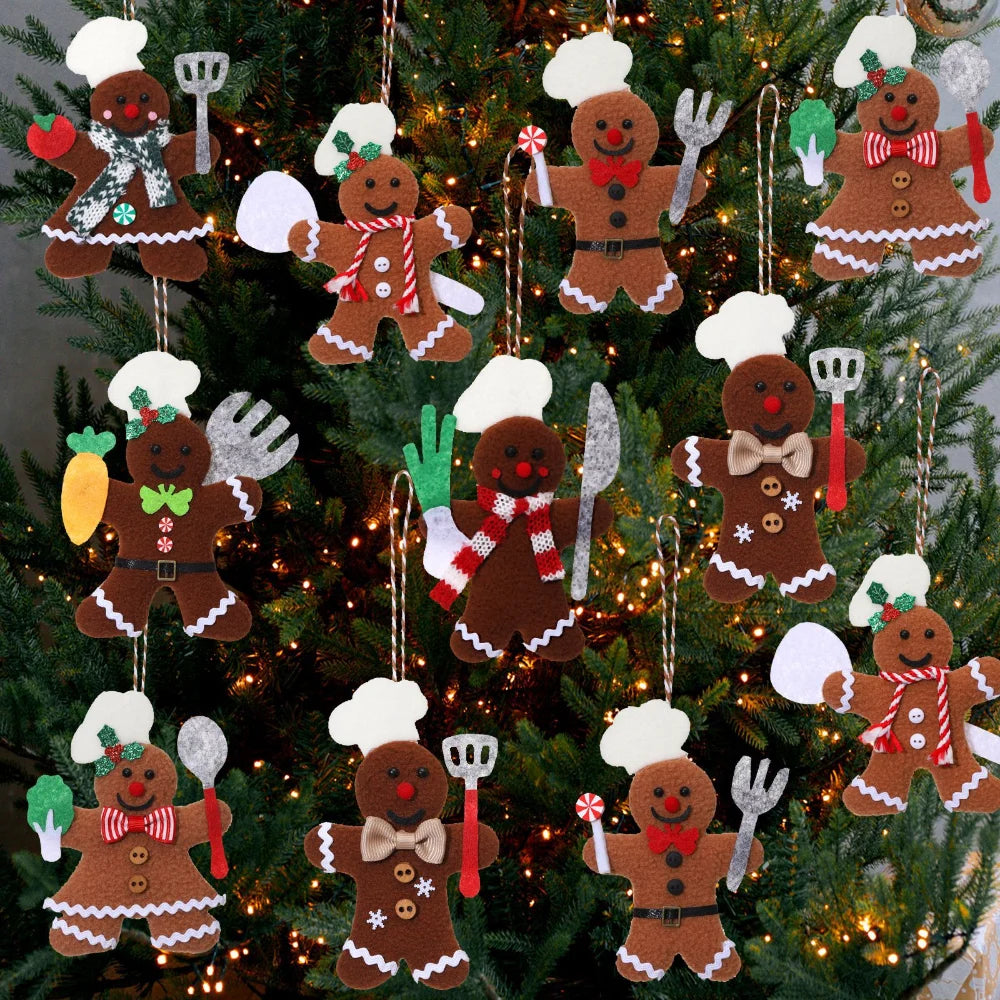 Plush Gingerbread Man Christmas Ornament Pendant | Chef