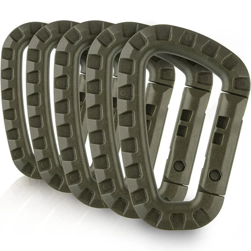 5/10/15Pcs Tactical Carabiner Clip Set Outdoor Steel Hook Camping Lock Daily Key Chain Keychain Buckle Backpack Bag Karabiners Oasis Select green-5pcs