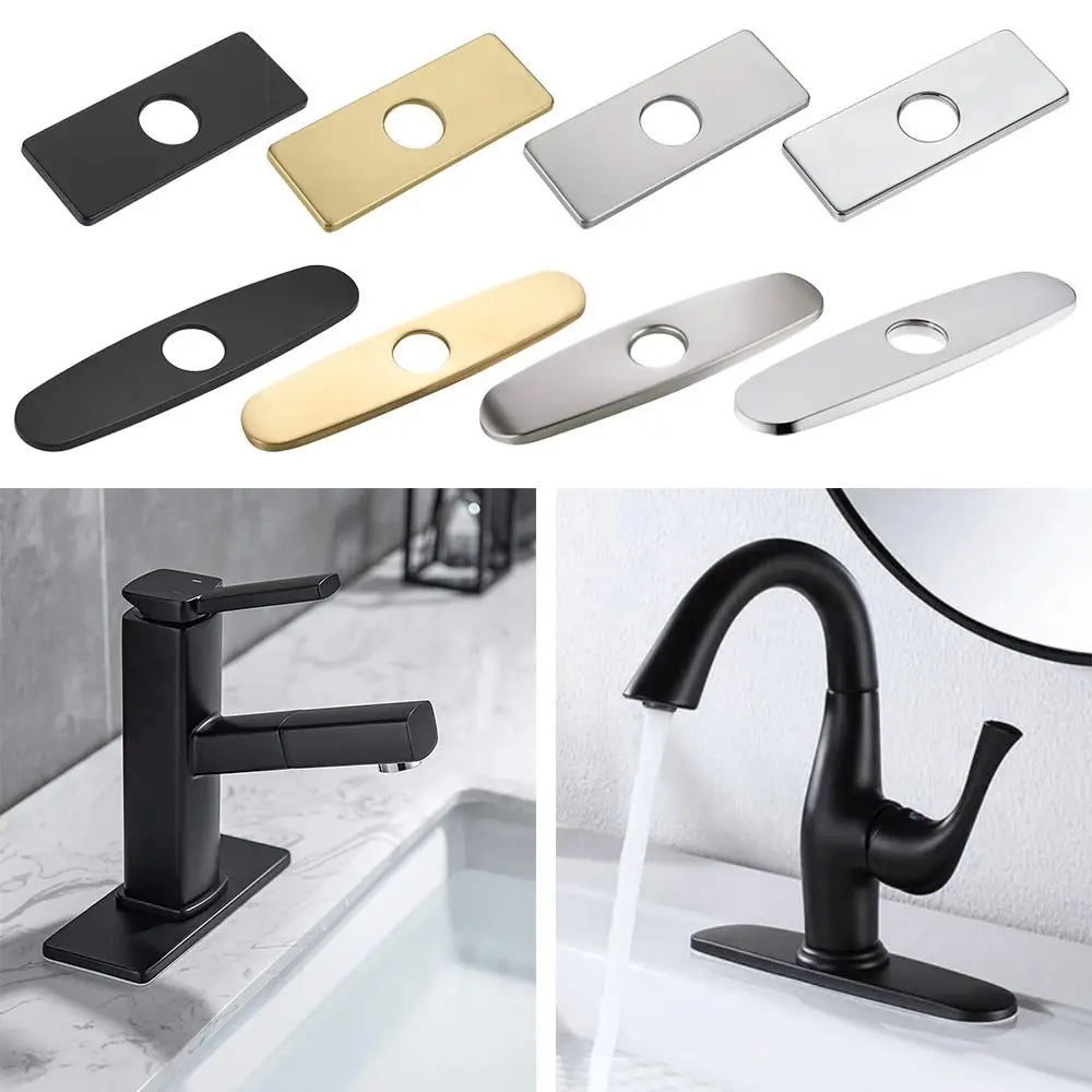 1PC Faucet Plate Hole Tap Cover Deck Plate Stainless Steel Bathroom Kitchen Sink For Most Single Hole Faucet Decorative Panel Oasis Select