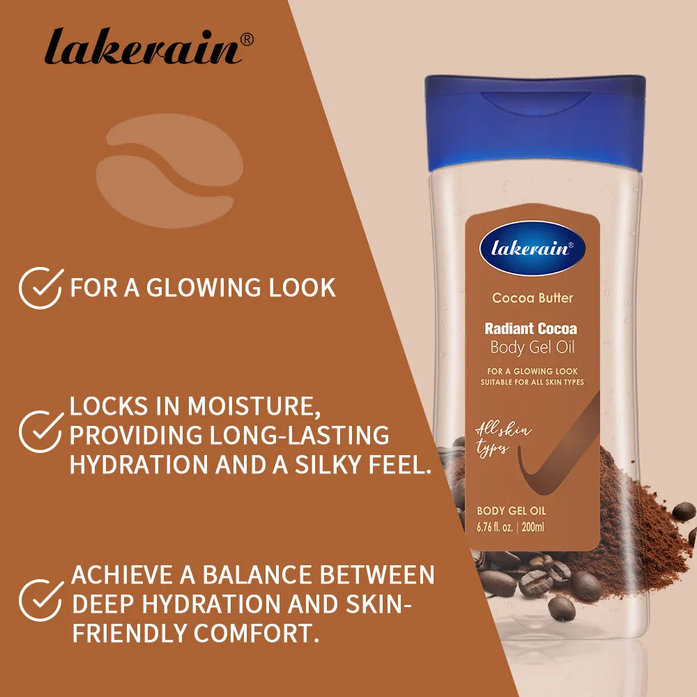 Cocoa Body Oil Gel Lakerain Moisturizer For Dry Skin Nourishing Treatment Improve Dry Patches Glowing Smooth Body Skin Care Oasis Select