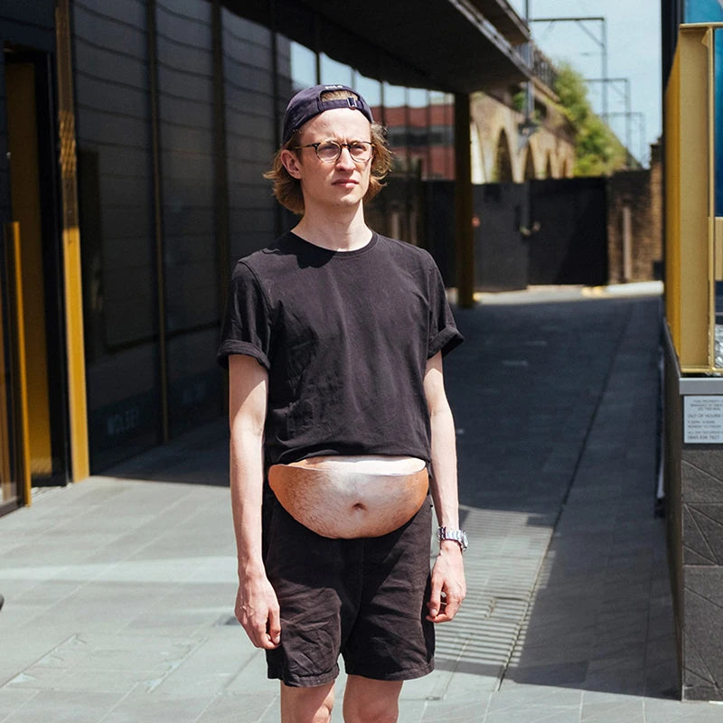Funny Dad Bod Money Belt Bag Men Travel Bags Flesh Color Creative Fanny Pack Beer Fat Belly Bum Pouch Waist Bag Oasis Select