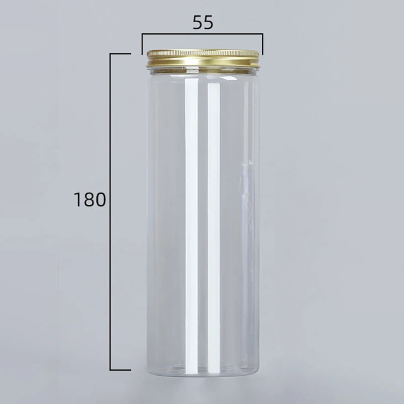 15 Sizes Clear Plastic Jar With Pink Aluminum Lids Empty Face Cream Cosmetic Container Gold Travel Refillable Bottles Box Oasis Select 180x55mm