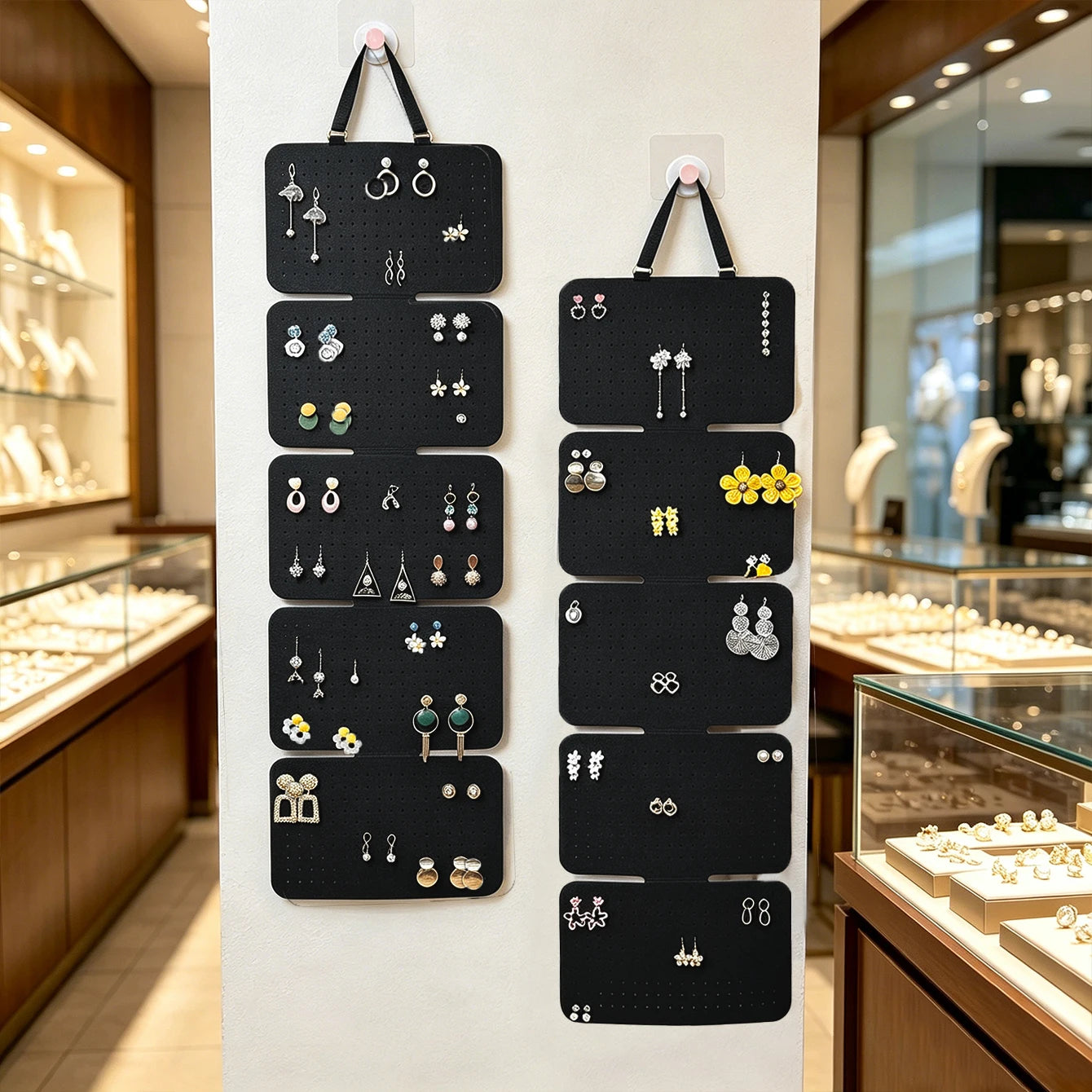 1pc black 5-piece hanging earring storage bag, foldable earring jewelry display stand suitable for badges, medals, organizers Oasis Select