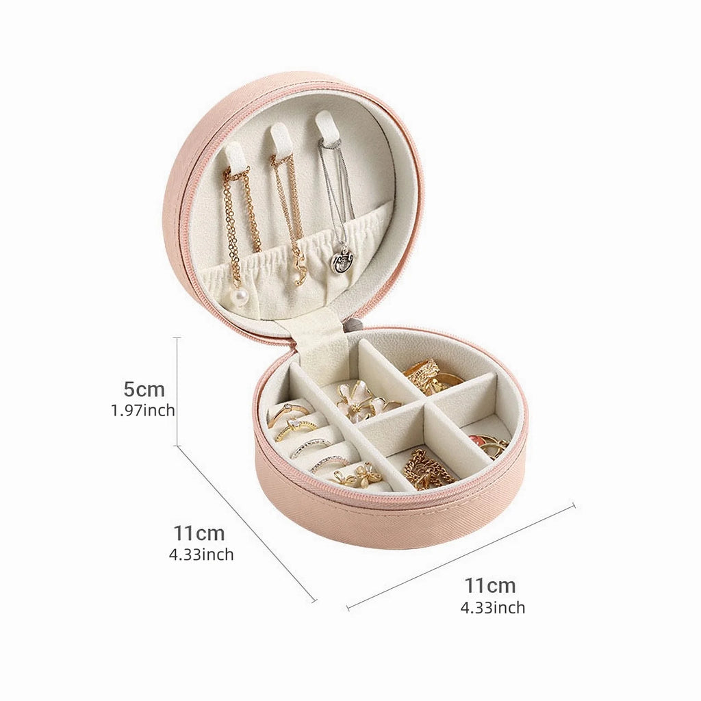 1pc Small Travel Jewellery Organiser Storage Case,Mini PU Leather Travel Jewelry Storage Case for Rings Earrings Necklace Oasis Select
