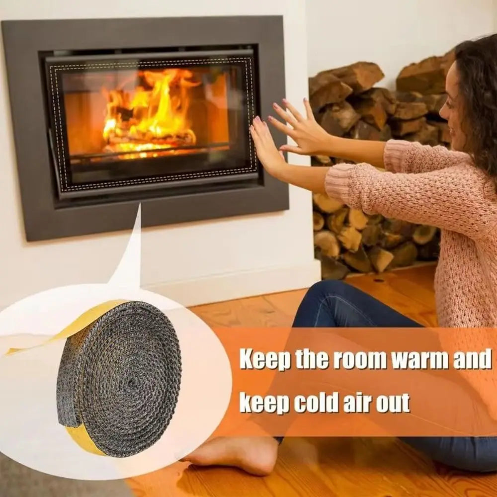 Self Adhesive Fireplace Seal Rope Fiberglass Heat Resistant Fireplace Door Gasket Flat Wood Stove Gasket Tape Oasis Select