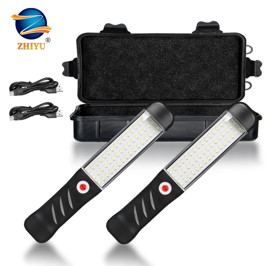 Portable Magnetic Auto Repair Work Light USB Rechargeable LED Flashlight With Magnet Hook For Car Repair Fishing Emergencies Oasis Select