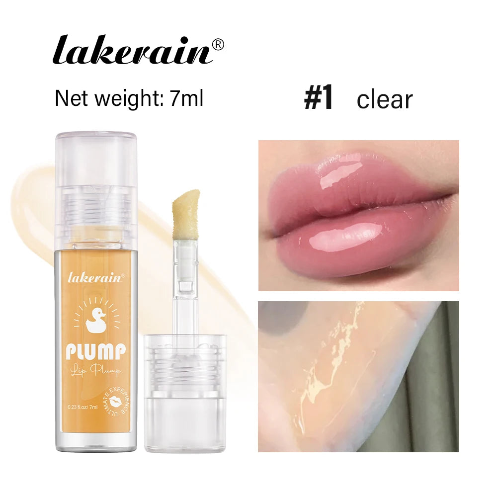 Lakerain Lip Glaze Brightening Lip Color Long-lasting Moisturizing Ginger Root Extract Lip Glaze Texture Hot Plump Lip Gloss Oasis Select Clear