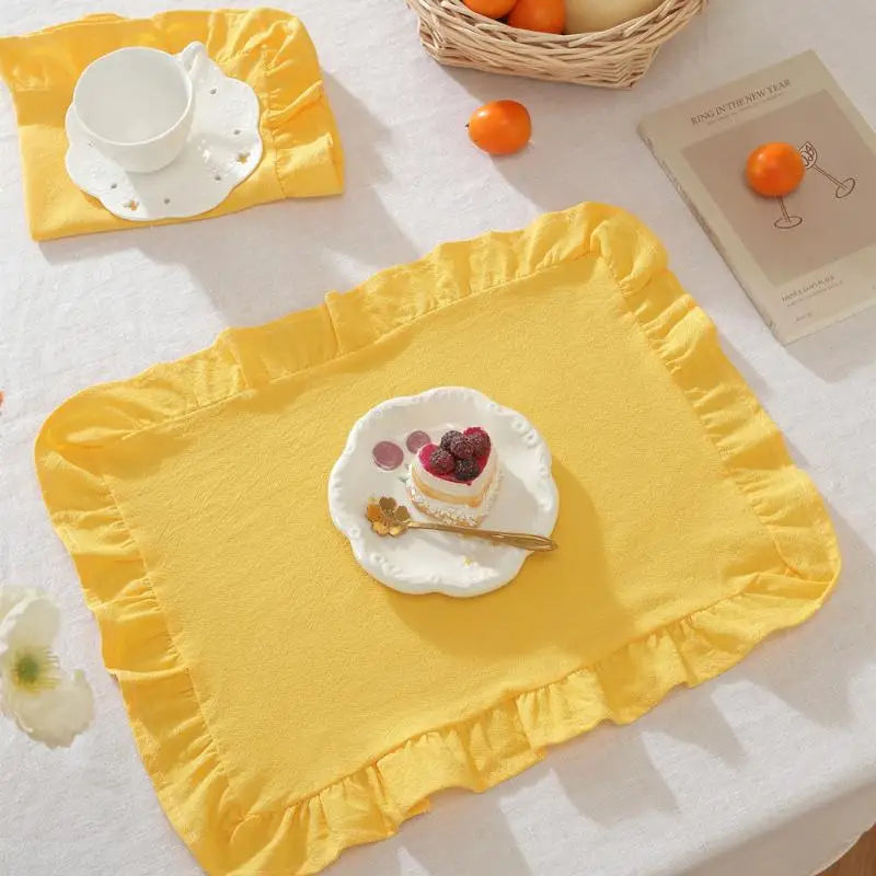 Pink Blue Stripe Ruffle Placemat – Kitchen & Dining Table Decor