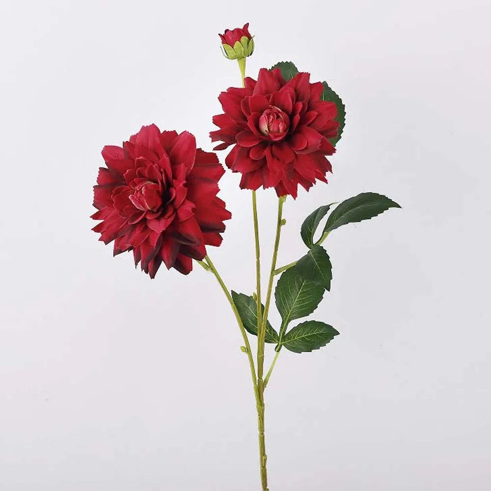 Realistic Artificial Dahlia Flower Branch 76cm | Faux Vase Decor