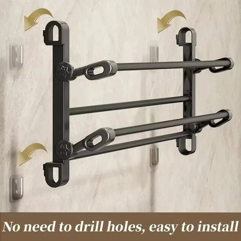 Multifunctional Wall-mounted Shoe Rack Convenient Wall-mounted Design Stainless Steel Foldable Towel Rack Oasis Select