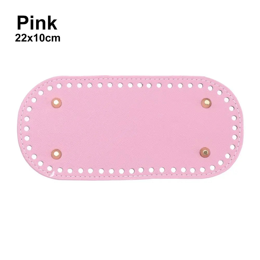 Material Crochet Bag With 52 holes DIY Bag Accessories for Knitted Bag PU leather Long Bag Bottom Oasis Select pink-22x10CM