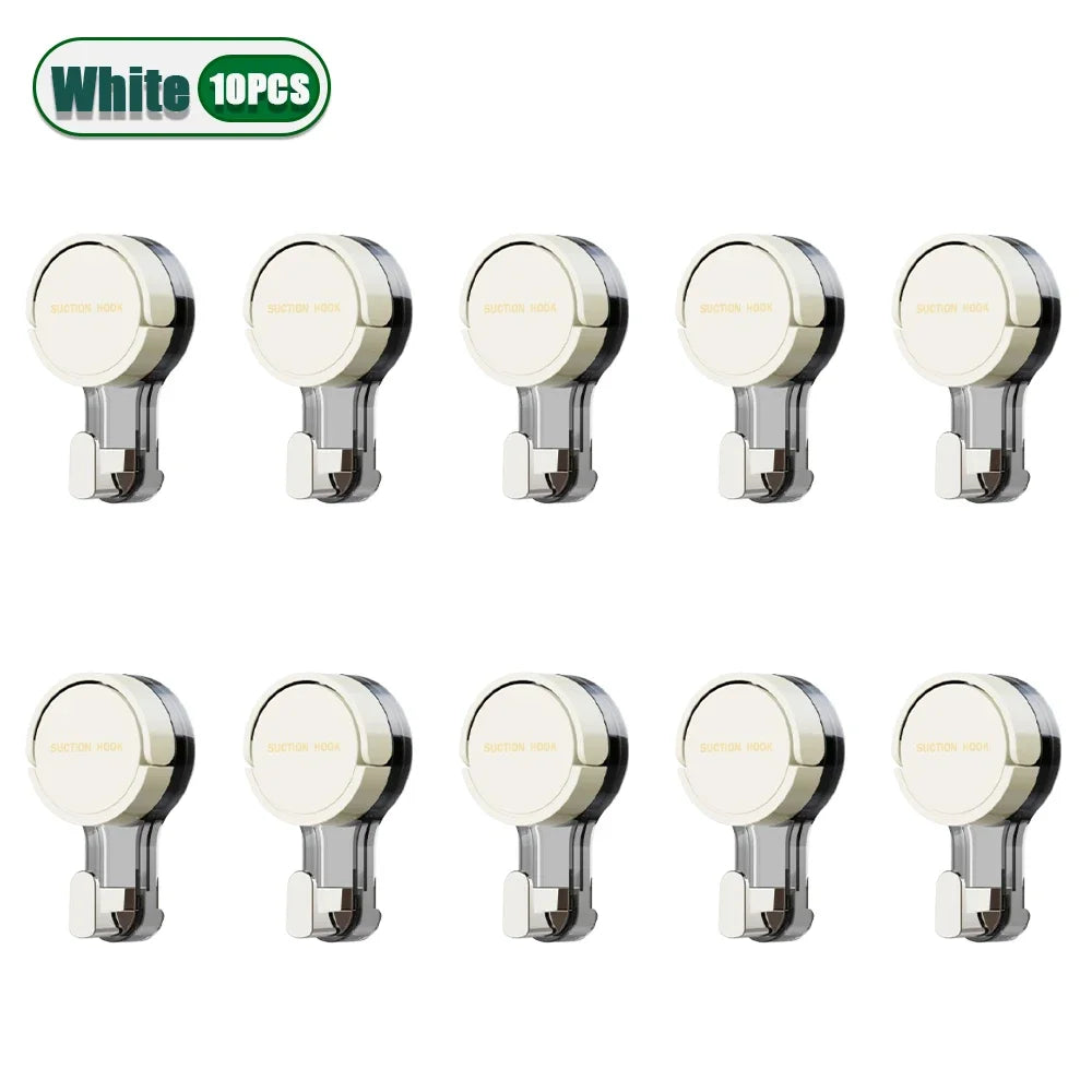 1-30PCS Suction Cup Hook Reusable Stronge Vacuum Bathroom Suction Cup Hooks Waterproof Towel Rack Clothes Hanger Hook Accessor Oasis Select White-10PCS