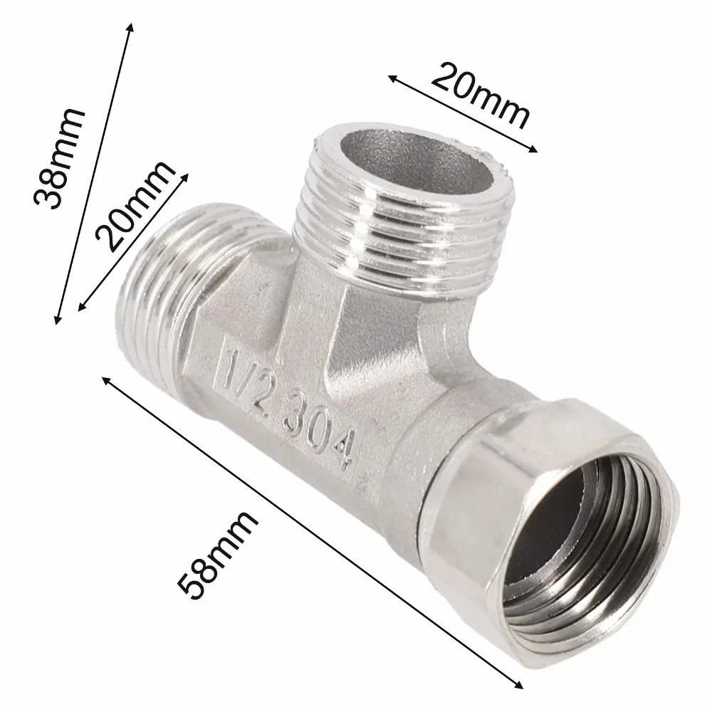 Stainless Steel G1/2 3 Way T-Adapter Bathroom Shower Faucet Water Splitter Toilet Shower Valve Spray Nozzle Converter Oasis Select