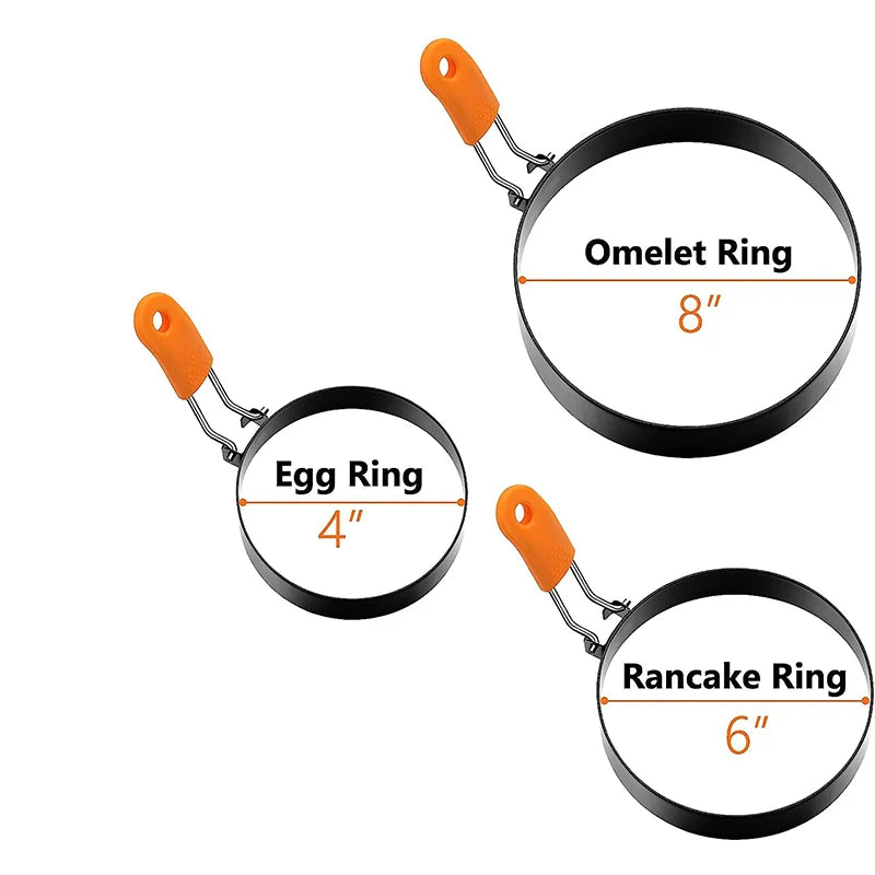 Stainless Steel Egg Rings & Pancake Mold Set | Silicone Handle Egg & Pancake Mold Oasis Select