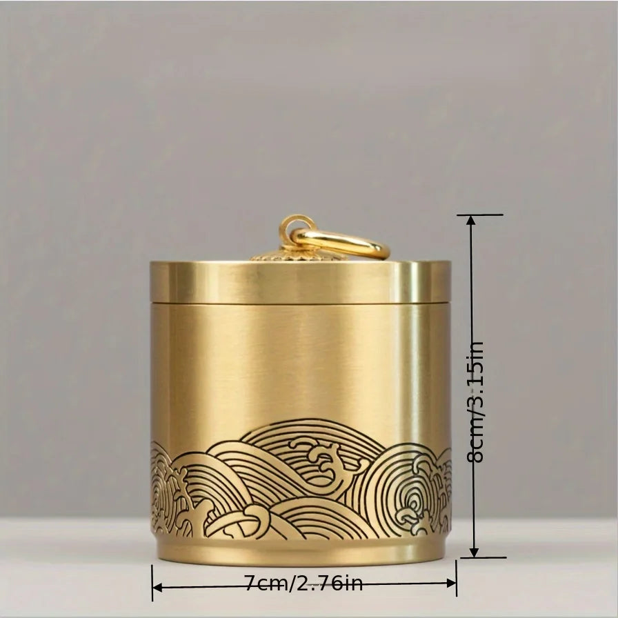 Luxury Copper Ashtray Desktop Ornament with Lid Portable Ashtray for Home Living Room Office Car Decorative Gift for Smokers Oasis Select A
