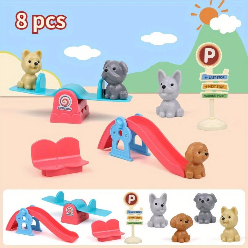 1 Set Cute Dog Pet Basket Toy,Dog Doll & Cage Accessories Scene Play,Family Christmas Thanksgiving Gift (Random Color) Miniature Oasis Select 8pcs