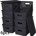 6 Stackable Storage Boxes with Lids, Space saving Storage Rack Container, Suitable for Home Office, Bedroom Perfect for Home Use Oasis Select black