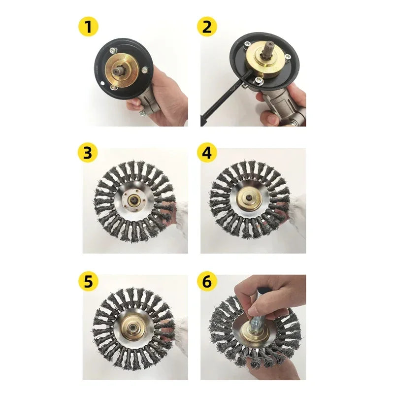 6/8/Inch Weed Brush Cutter Head Lawn Mower Universal Grass Trimmer Head Steel Wire Wheel Brush Disc Garden Trimmer Heads Oasis Select