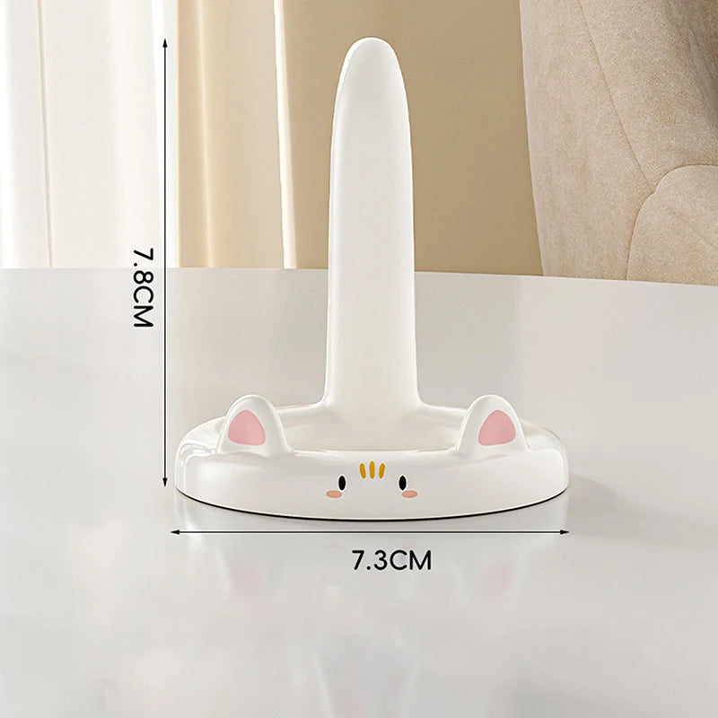 Cute And Sweet Cartoon Cat Mobile Phone Holder, Creative Desktop Mini Mobile Phone Holder, Can Be Used As A Decorative Ornament Oasis Select White