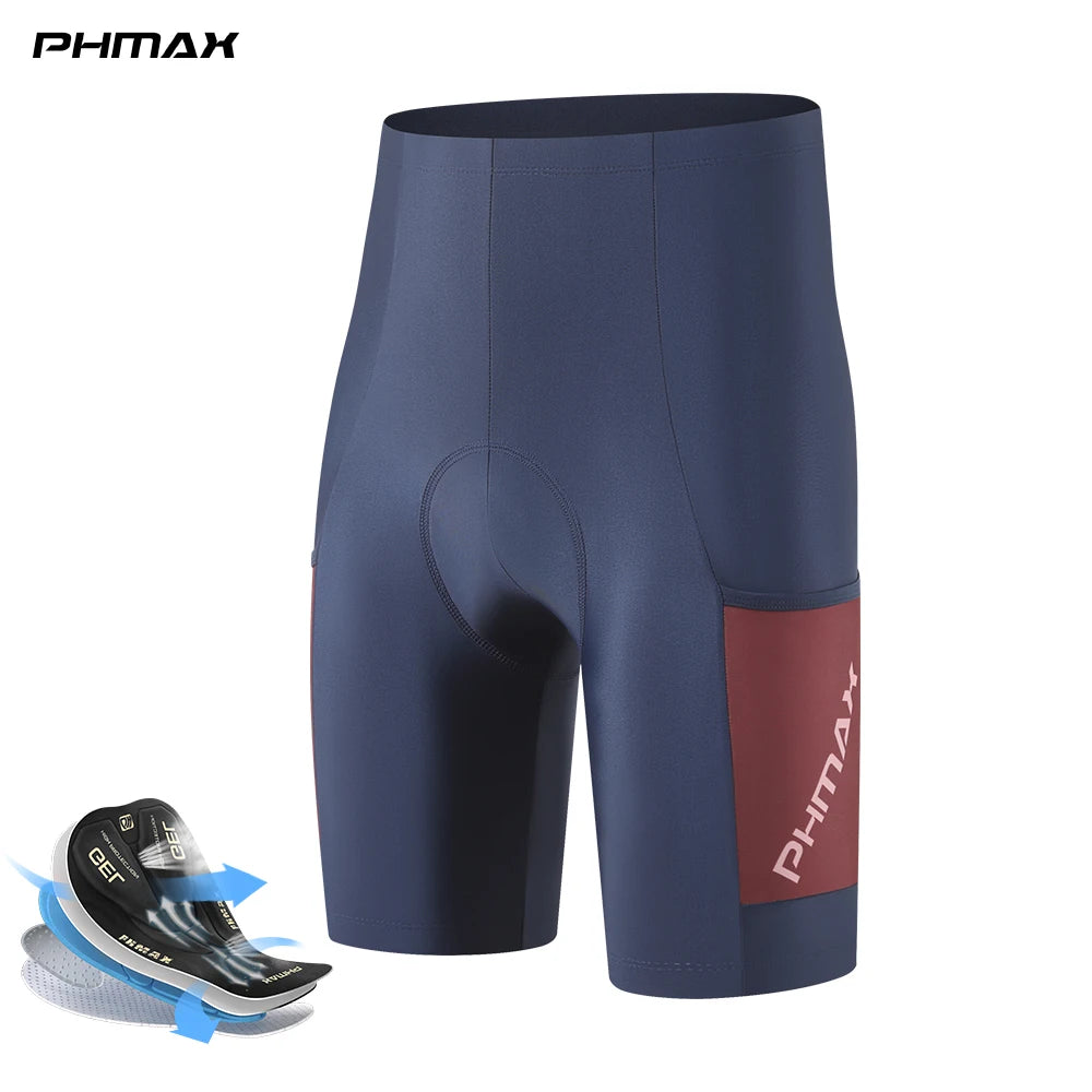 PHMAX Men's Padded Cycling Shorts 5D Silicone Gel Pad Bicycle Shorts Breathable Quick Drying MTB Bike Shorts with Pockets Oasis Select PM-DK-44502 XXL