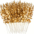 25pcs Golden Eucalyptus Stems with Artificial Leaves - Perfect for Vases,Wedding Bouquets,and Decorative Arrangements Decoration Oasis Select 25pcs