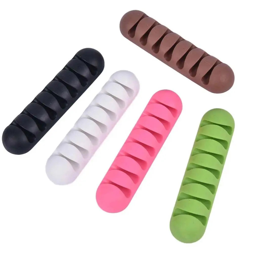 7 Holes USB Cable Organizer Cable Clamp Wire Winder Headphone Earphone Holder Cord Silicone Clip Phone Line Desktop Management Oasis Select