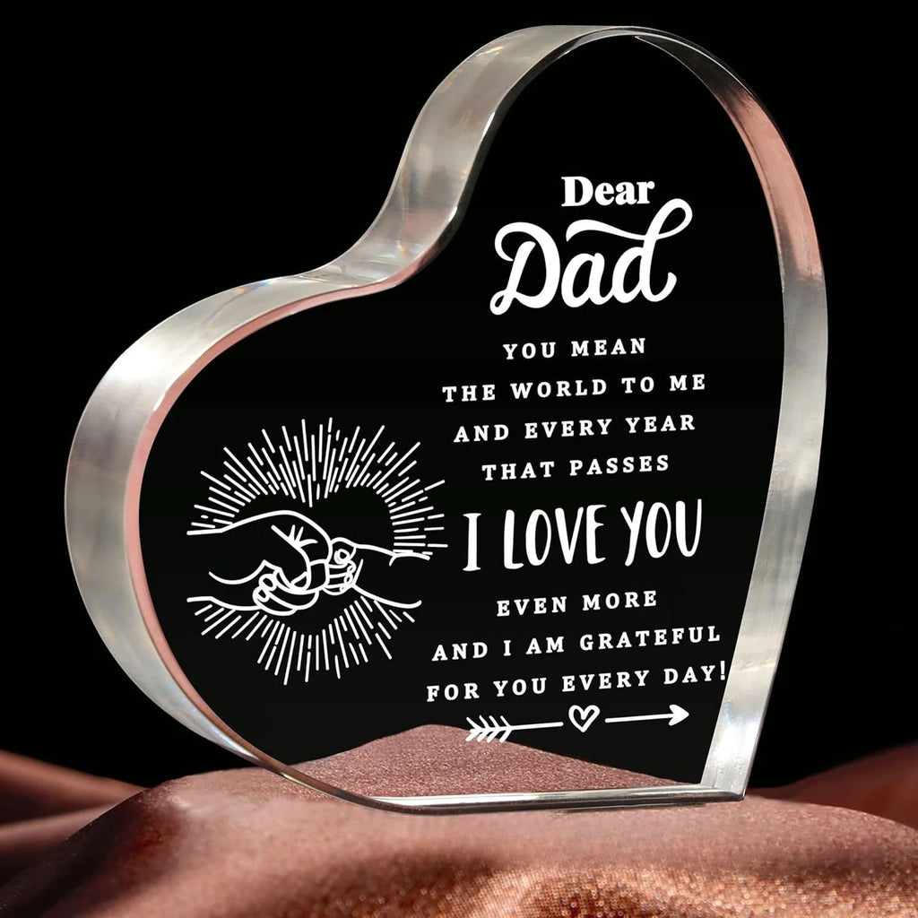 Heart-shaped Transparent Acrylic Decoration Birthday Gift Family Souvenir Father's Day Mother's Day Gift for Valentine's Day Oasis Select DAD 380