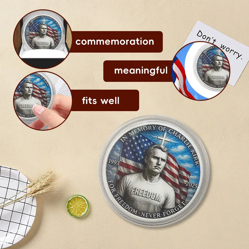 1Pcs Charlie Kirk Commemorative Coin Fan Collection Freedom Faith Gifts Metal Safety Material Portable Atmosphere Oasis Select