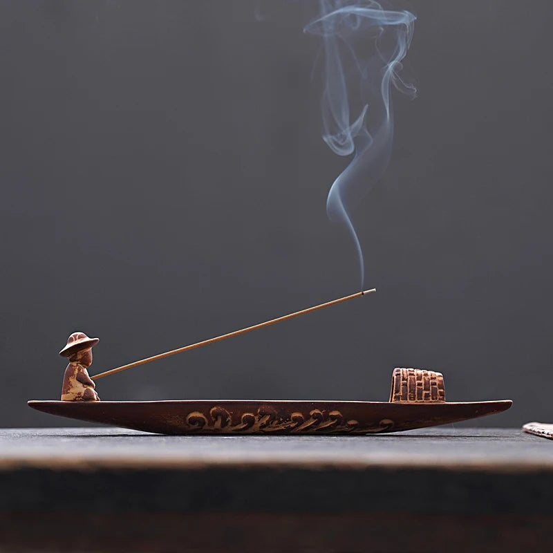 An Old Man's Fishing Room Features A Creative Incense Stand with A Zen Tea Ceremony and A Ceramic Aroma Diffuser Insence Burner Oasis Select